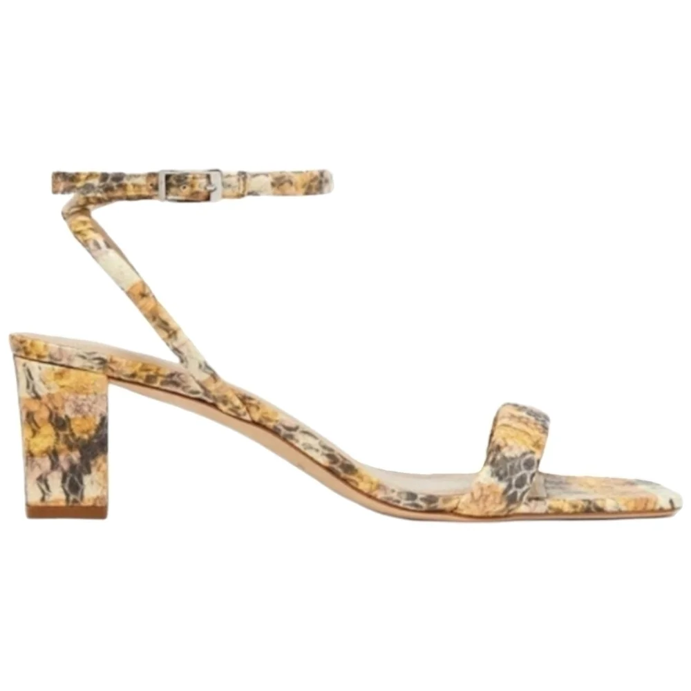 SANDRO Maeva Snake-Effect Leather Sandals, Size 8, Multicolor, NIB
